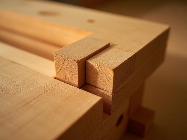 伝統的な木組み技術で接合される木材